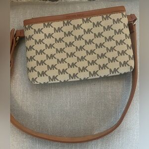 Michael Kors Signature Brown and Cream Crossbody Bag